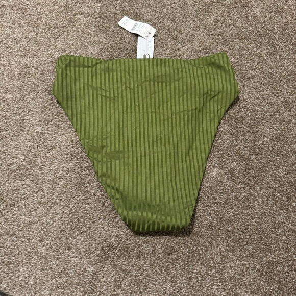 NWT J Crew Size Small Wide-Rib High-Rise Bikini Bottom in Canteen Green - Picture 2 of 2